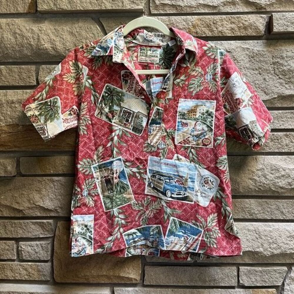 Reyn Spooner Mele Kalikimaka 2014 Hawaiian Xmas Santa Hula Woody Surf Shirt L